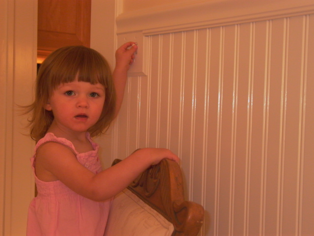 Emily likes to play with the light switch in my room