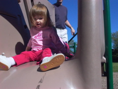 Emily getting ready to slide